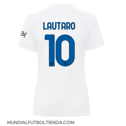 Camiseta Inter Milan Lautaro Martinez #10 Segunda Equipación Replica 2023-24 para mujer mangas cortas
